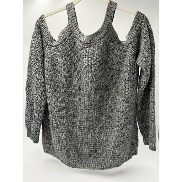 Cozy Casual Women's Cold Shoulder Soft Stretchy Knit Gray Sweater Size M/L #32 - Picture 1 of 4